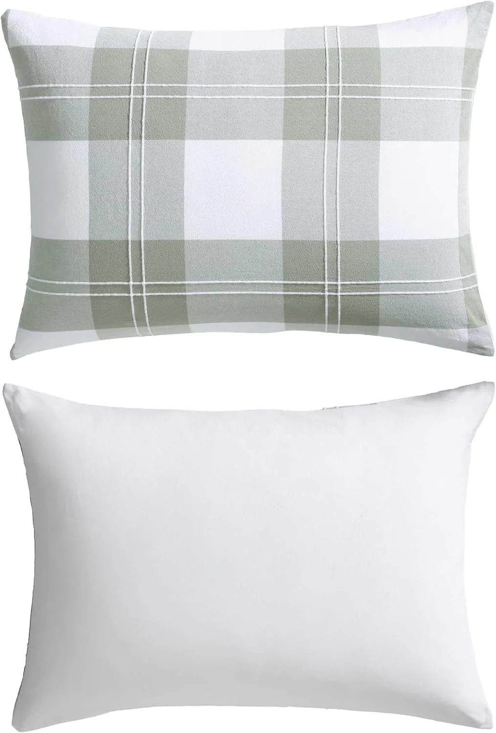Eddie Bauer - Full/Queen Comforter Set, Premium Cotton Embroidered Bedding with Matching Sham(s), Plaid Home Decor (Mountain Embroidery Plaid Green, Full/Queen)
