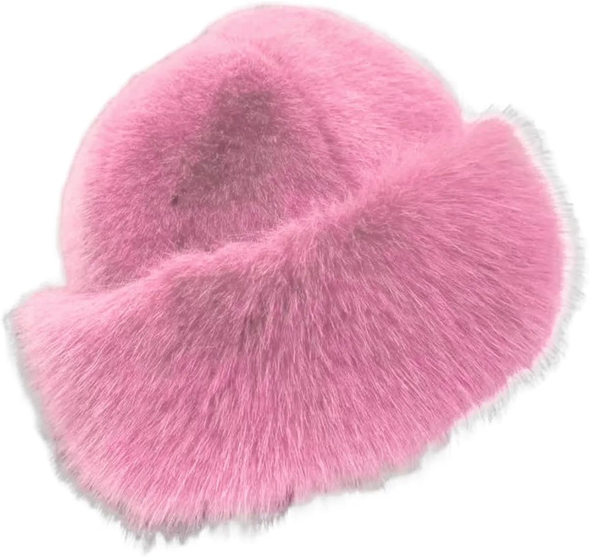 Eforcase 2PCS Women Winter Fuzzy Bucket Hat Warm Faux Fur Fluffy Hat Fisherman Cap Russian Cossack Style Hat for Cold Weather