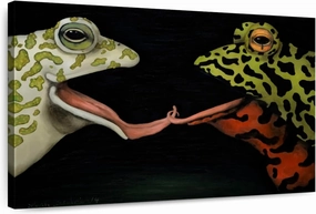 Elephant Stock - Horny Toads I Wall Art - Horizontal Canvas Wall Art - Living Room Wall Decor - Painting Funny Animal Canvas Art - Black And Green Decor by Leah Saulnier - 39" x 26"
