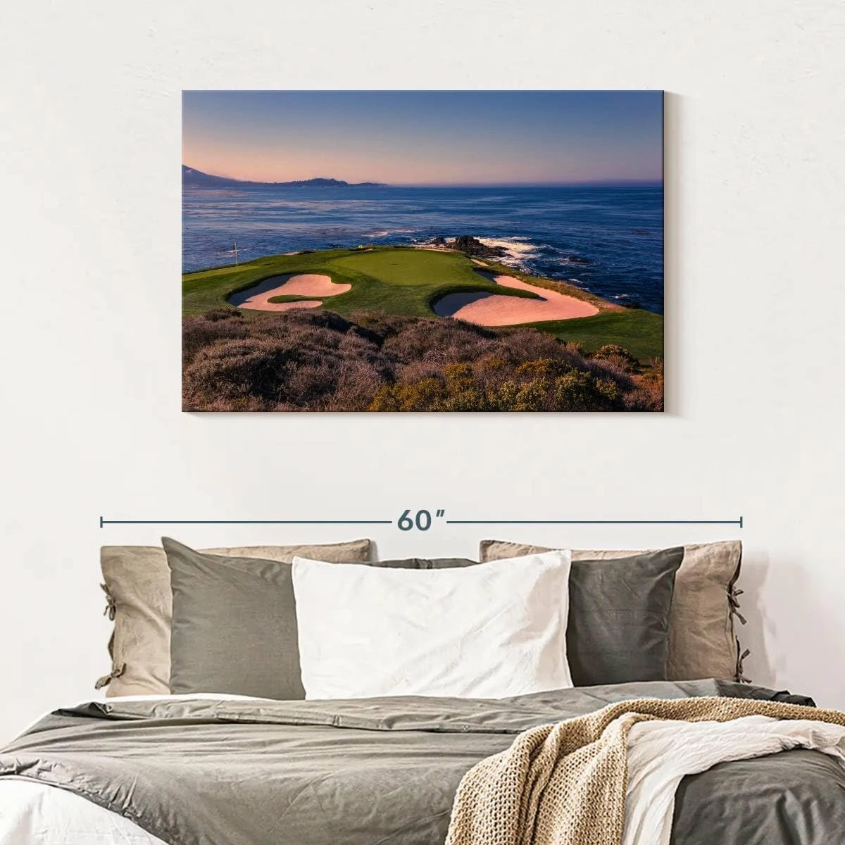 Elephant Stock - Pebble Beach Golf Club Wall Art - Horizontal Canvas Wall Art - Living Room Wall Decor - Photography Sports Canvas Art - Beige And Blue Decor - 45" x 30"