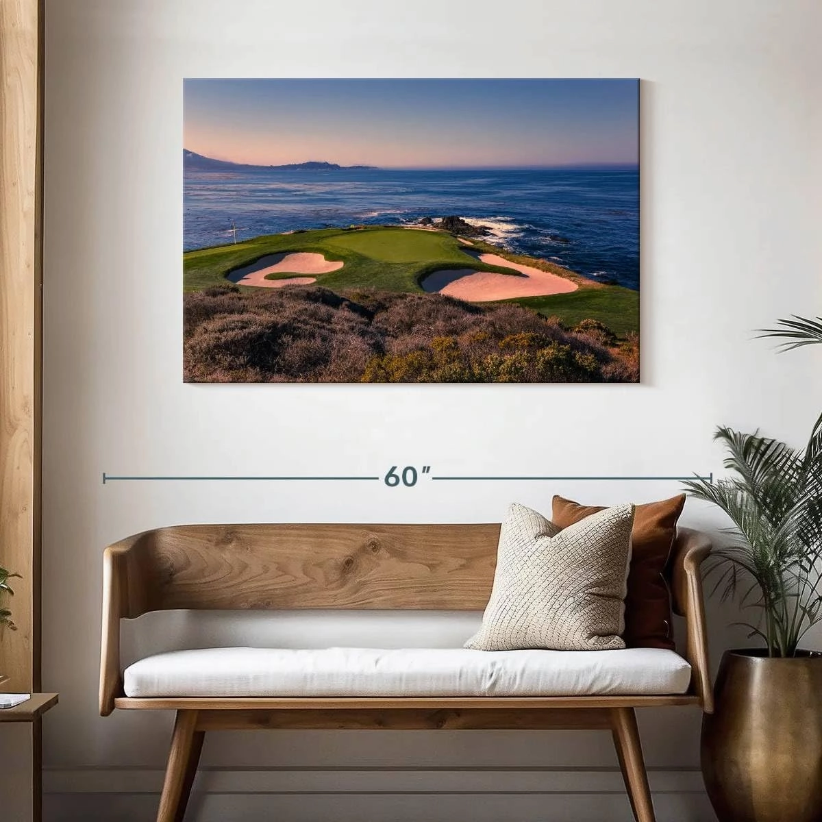 Elephant Stock - Pebble Beach Golf Club Wall Art - Horizontal Canvas Wall Art - Living Room Wall Decor - Photography Sports Canvas Art - Beige And Blue Decor - 45" x 30"