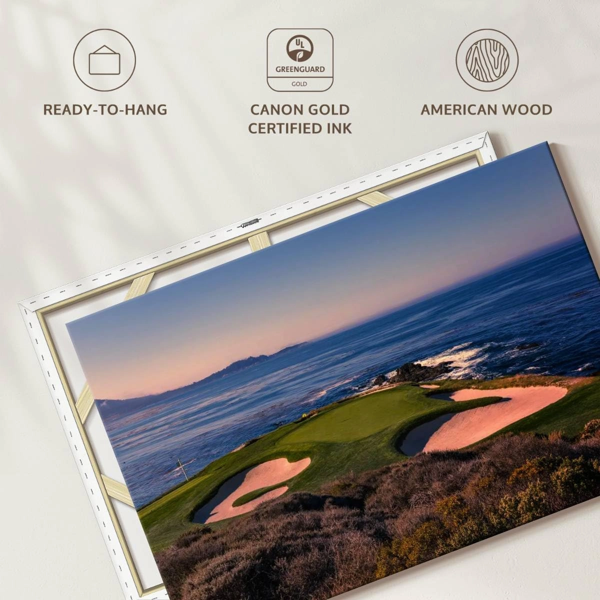 Elephant Stock - Pebble Beach Golf Club Wall Art - Horizontal Canvas Wall Art - Living Room Wall Decor - Photography Sports Canvas Art - Beige And Blue Decor - 45" x 30"