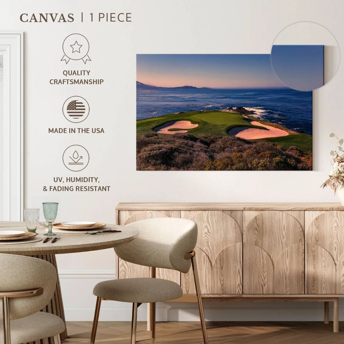 Elephant Stock - Pebble Beach Golf Club Wall Art - Horizontal Canvas Wall Art - Living Room Wall Decor - Photography Sports Canvas Art - Beige And Blue Decor - 45" x 30"