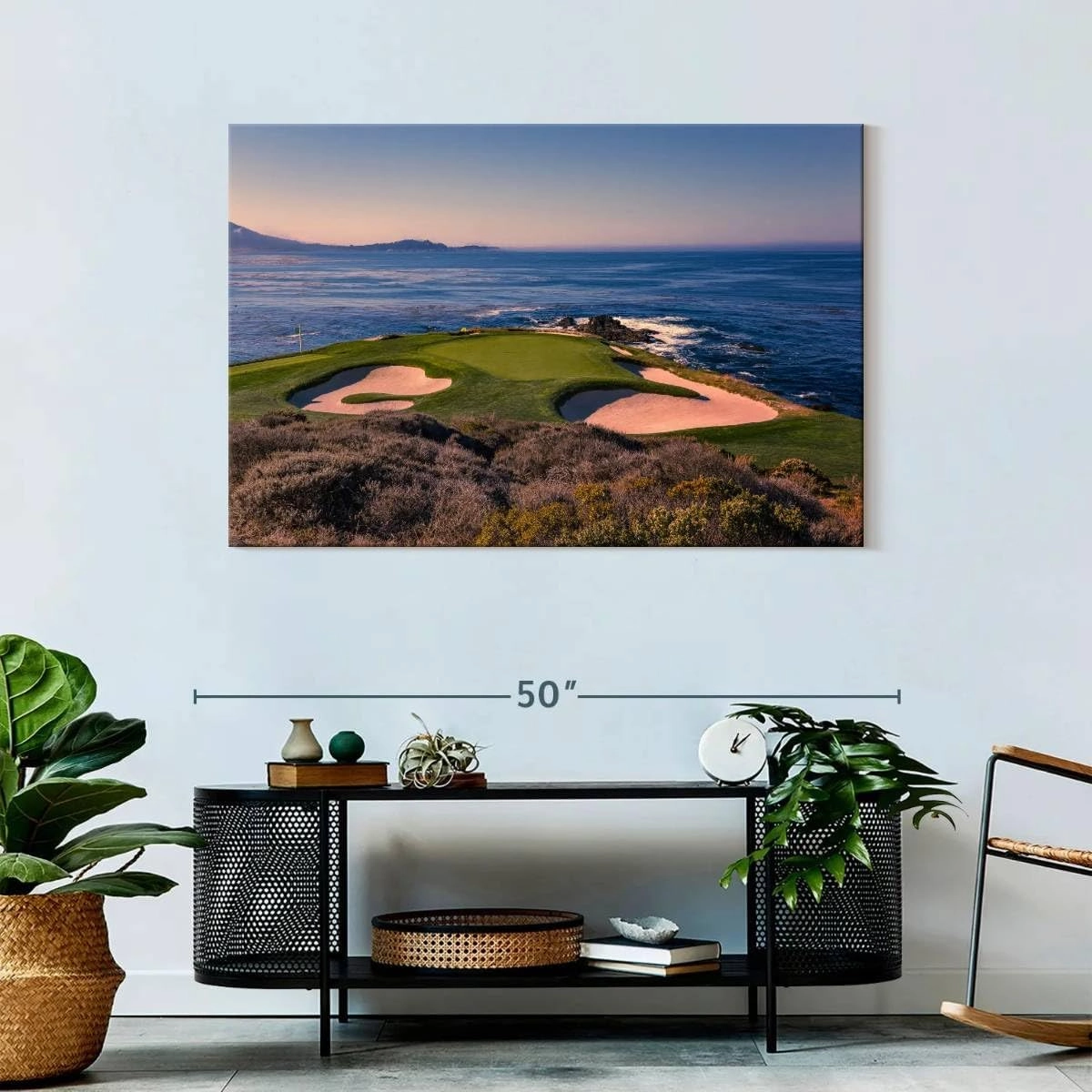 Elephant Stock - Pebble Beach Golf Club Wall Art - Horizontal Canvas Wall Art - Living Room Wall Decor - Photography Sports Canvas Art - Beige And Blue Decor - 45" x 30"
