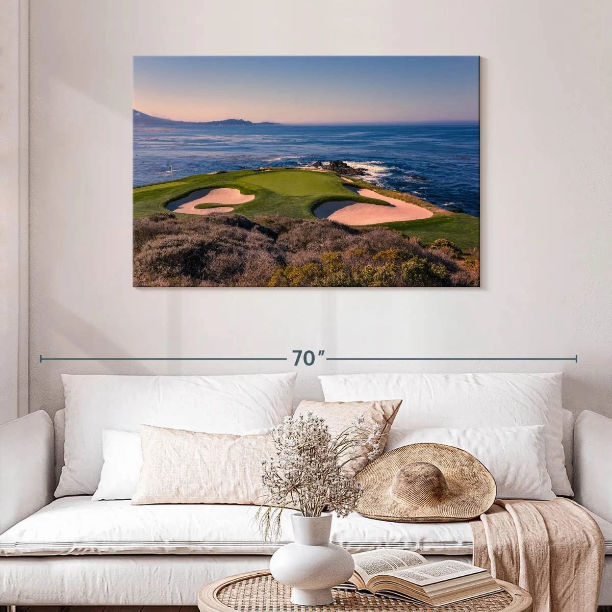 Elephant Stock - Pebble Beach Golf Club Wall Art - Horizontal Canvas Wall Art - Living Room Wall Decor - Photography Sports Canvas Art - Beige And Blue Decor - 45" x 30"