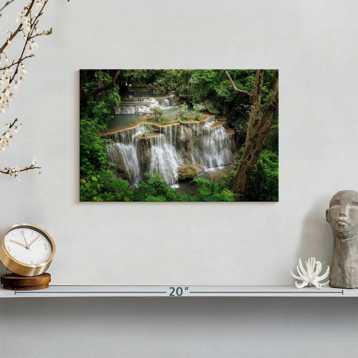 Elephant Stock - Rainforest River Waterfall Wall Art - Horizontal Canvas Wall Art - Living Room Wall Decor - Photography Nature Canvas Art - Green And Brown Decor - 12" x 8"