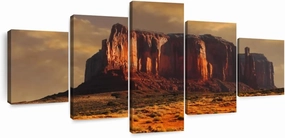 ElephantStock - Colorado Plateau Wall Art - Horizontal Multi Panel Canvas - 5 Piece Living Room Wall Decor - Photography Nature Multi Piece Wall Art - Orange And Yellow Decor - 36" x 15"