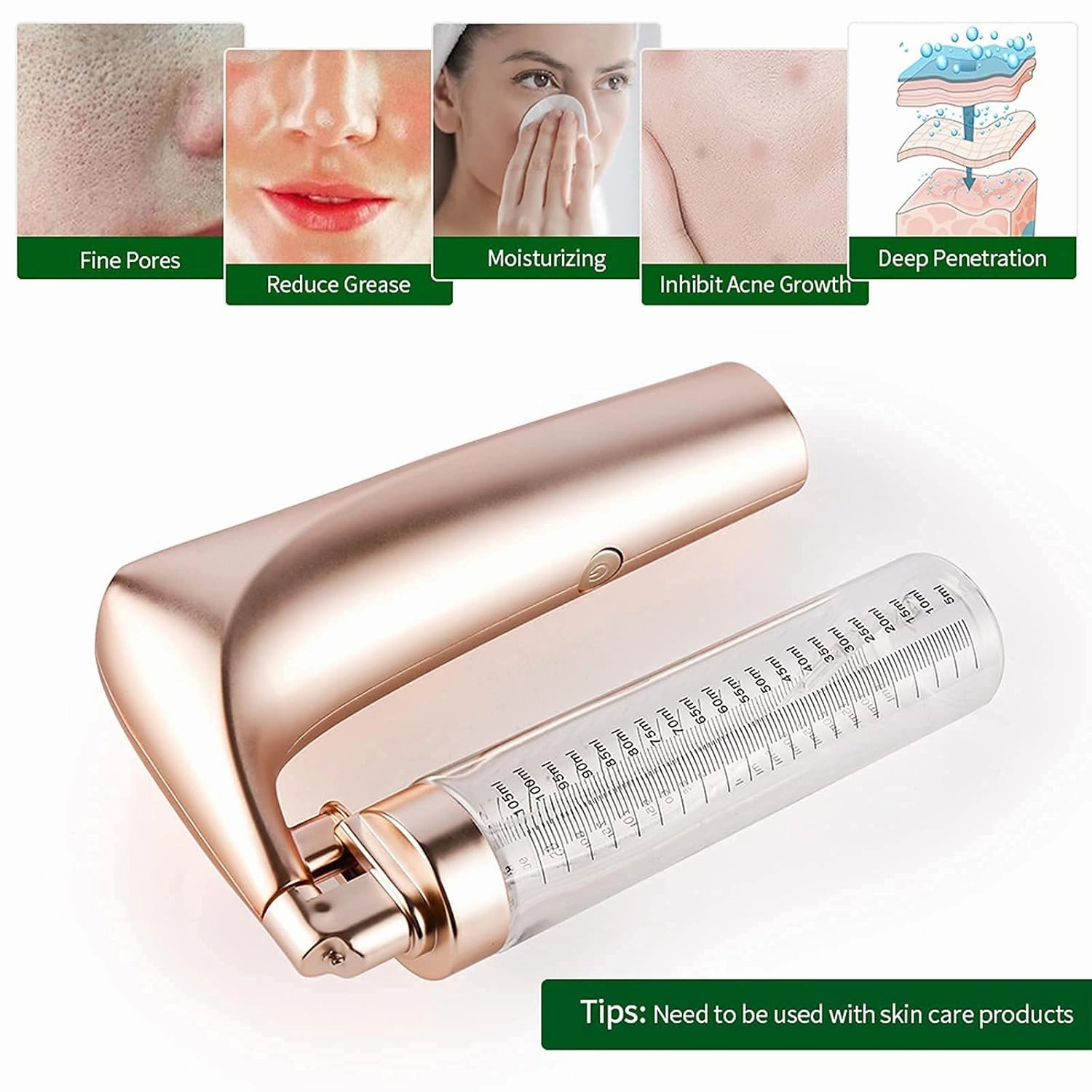 Elitzia Portable Hydro Facial Sprayer Face Steamer Cool Facial Mister Face Spray Moisturizing & Hydrating Humidifier Beauty Machine ET02 (Gold)
