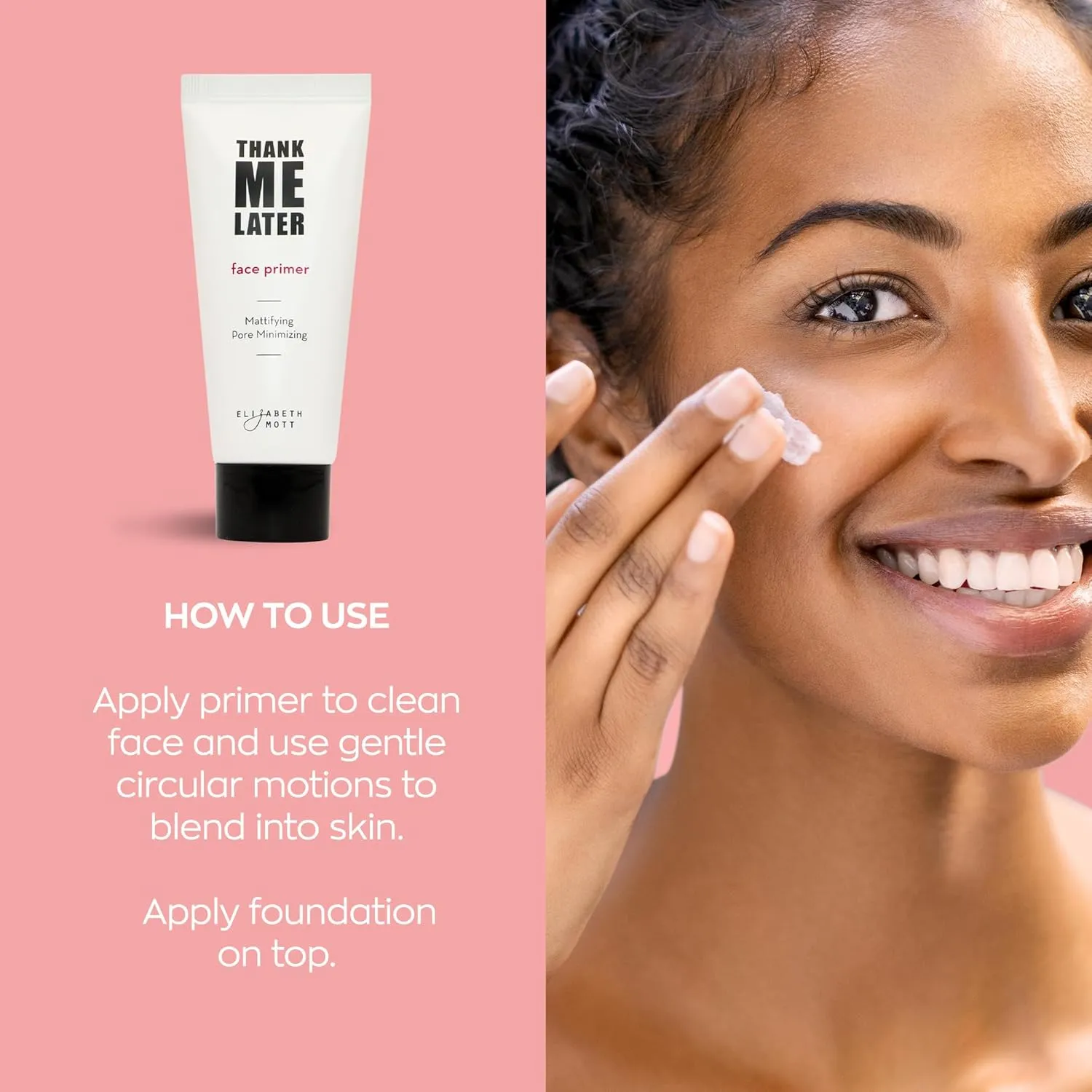 Elizabeth Mott Thank Me Later Face Primer - Mattifying Makeup Base Primer for Shine and Oil Control - Pore Minimizer, Hides Wrinkles and Fine Lines – Long-lasting Makeup Gripping Formula 30 g