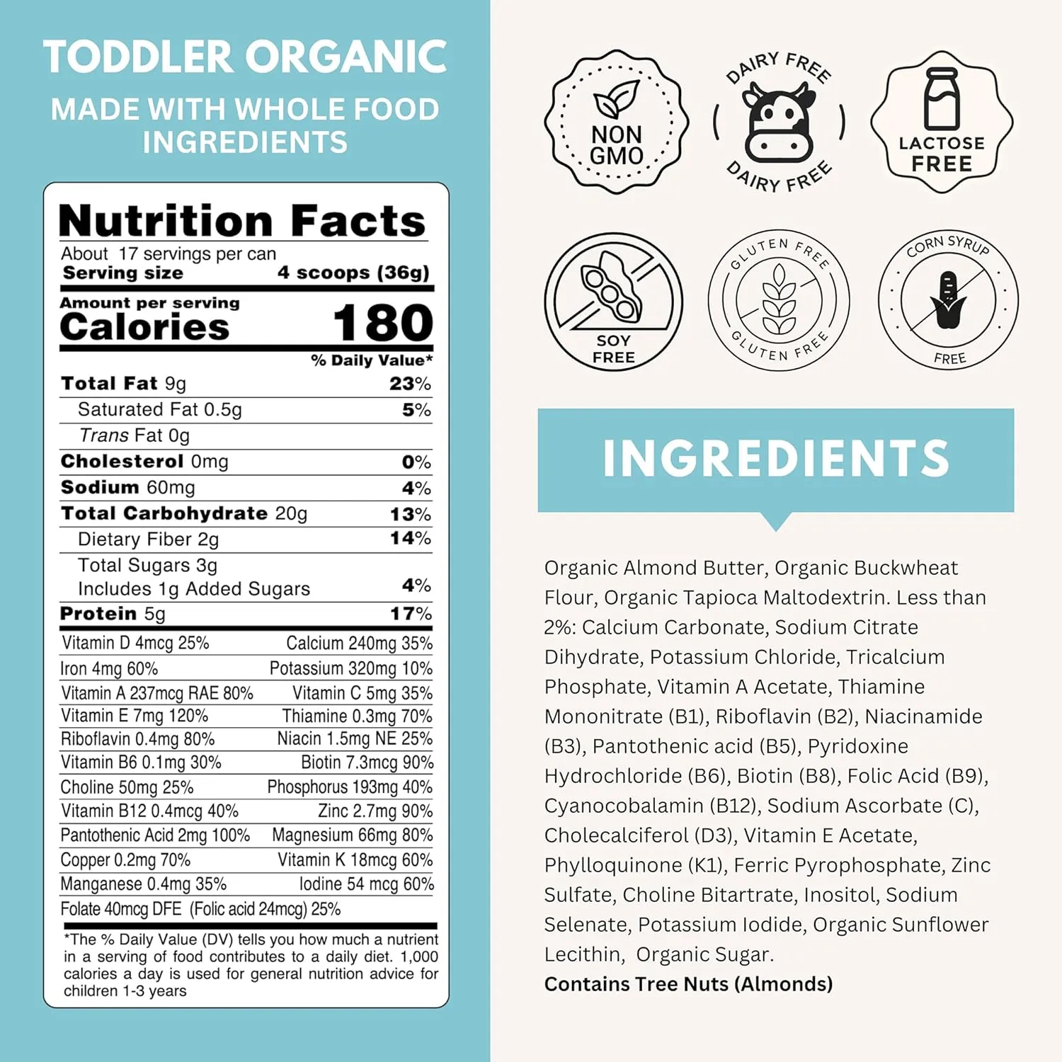 Else Nutrition Toddler Formula 12-36 mo., Plant Based Toddler Nutritional Drink - Soy & Dairy Free, Lactose Free - Complete Baby Formula (12-36 mo.), Protein Powder w/ 20  Vitamins (22oz, 4-Pack)