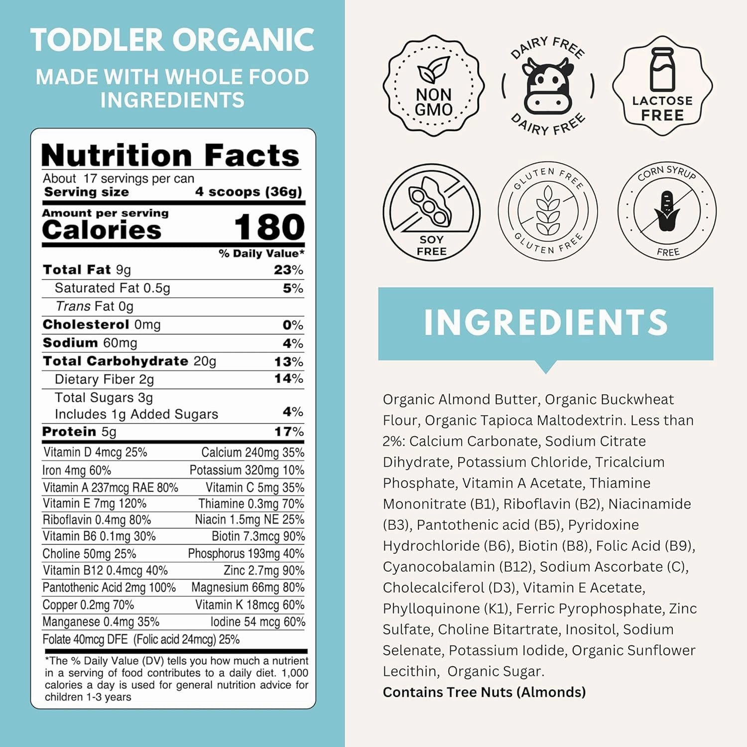 Else Nutrition Toddler Formula 12-36 mo., Plant Based Toddler Nutritional Drink - Soy & Dairy Free, Lactose Free - Complete Baby Formula (12-36 mo.), Protein Powder w/ 20  Vitamins (22oz, 1-Pack)