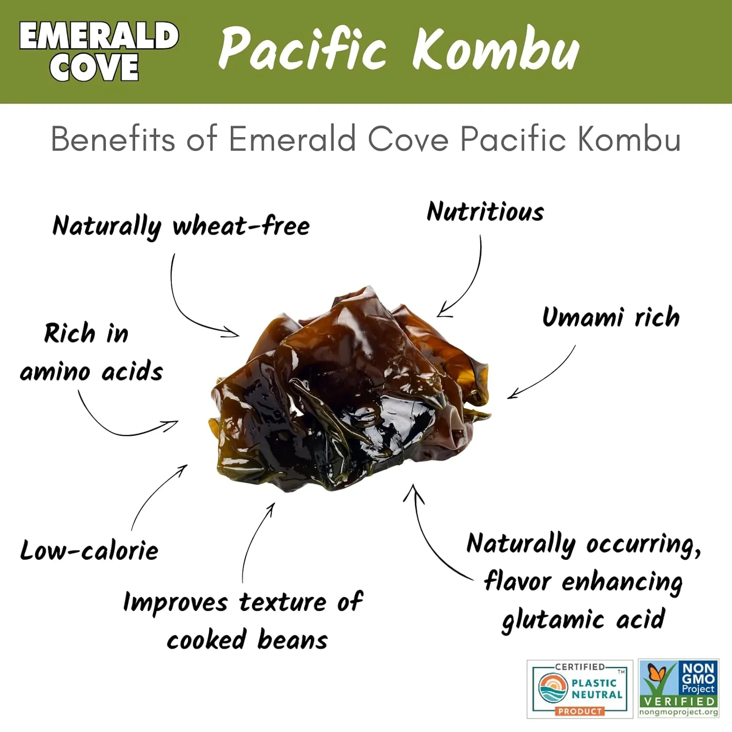 Emerald Cove Pacific Kombu Dried Seaweed, Silver Grade, 1.76 Ounce Bag