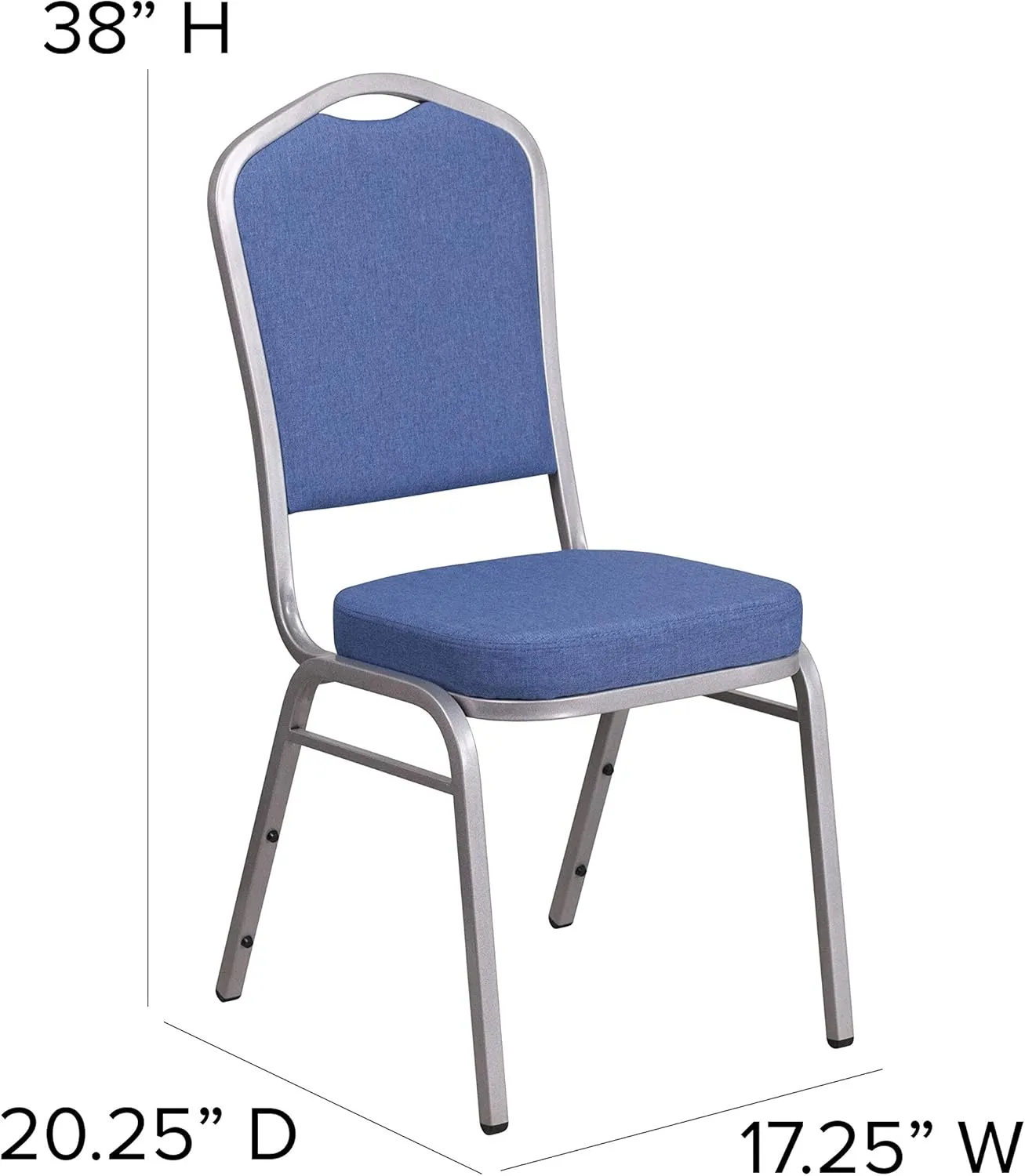 EMMA   OLIVER 4 Pack Crown Back Stacking Banquet Chair in Blue Fabric - Silver Frame