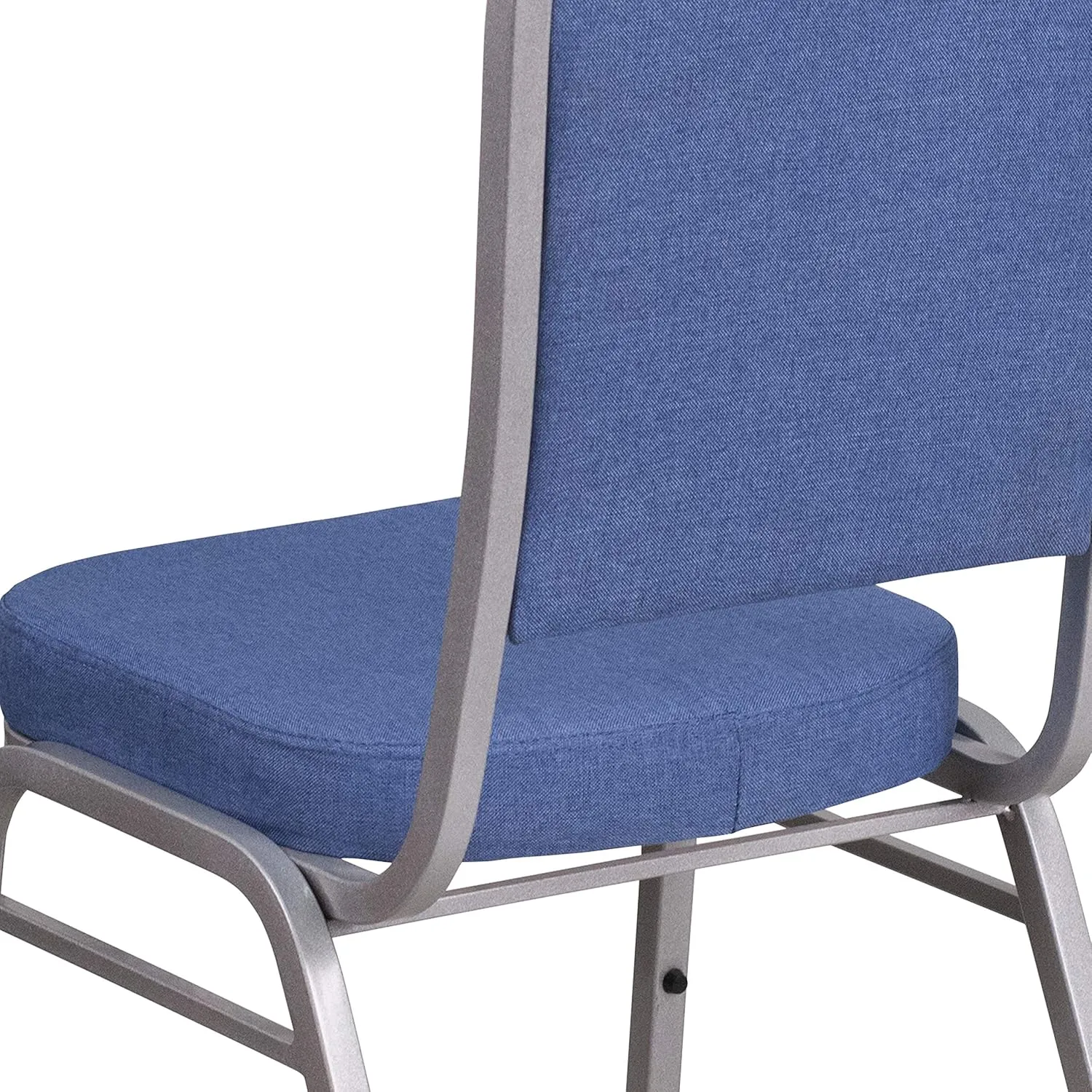 EMMA   OLIVER 4 Pack Crown Back Stacking Banquet Chair in Blue Fabric - Silver Frame