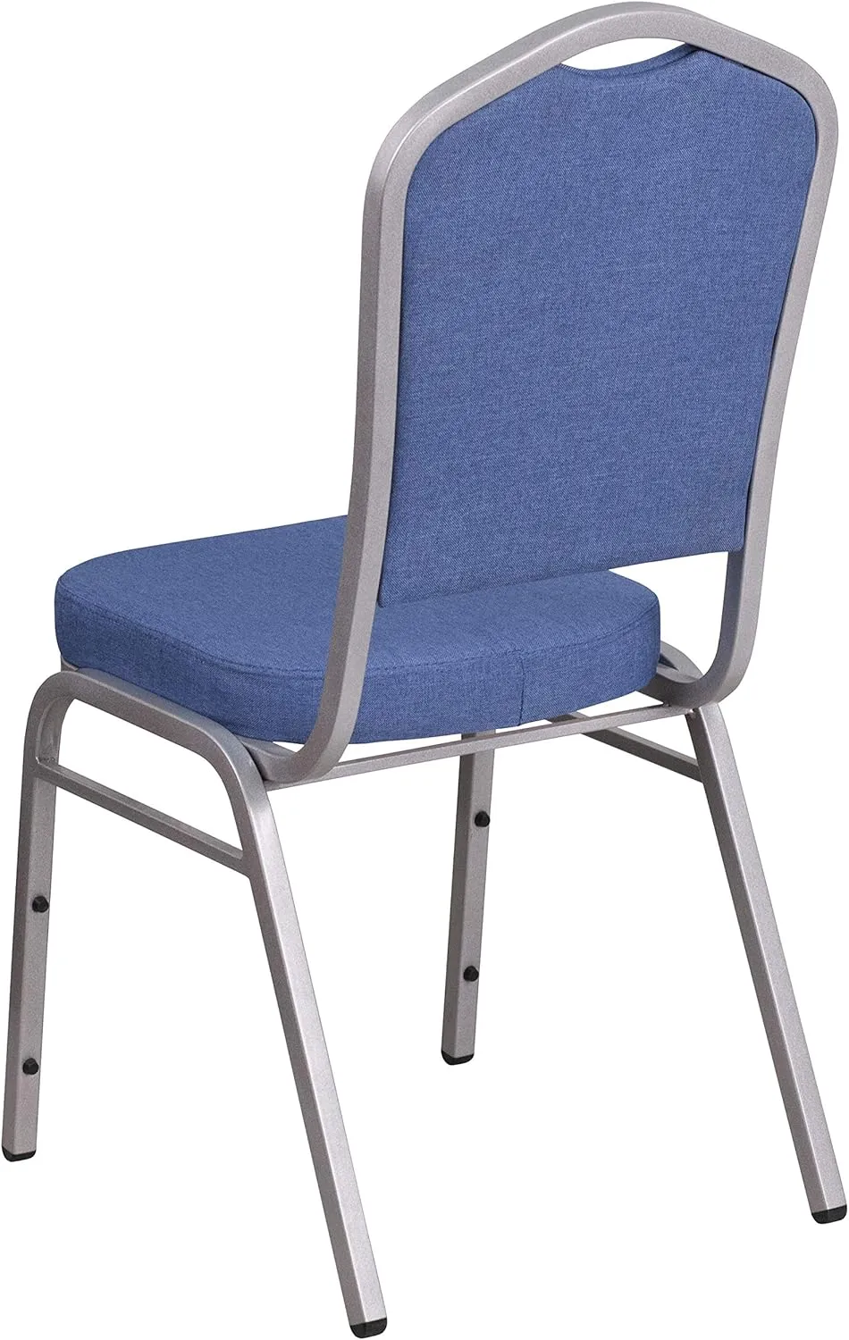 EMMA   OLIVER 4 Pack Crown Back Stacking Banquet Chair in Blue Fabric - Silver Frame