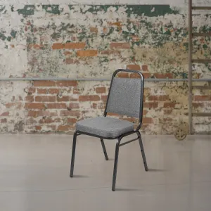 EMMA   OLIVER Trapezoidal Back Banquet Stack Chair, 2.5" Seat - Gray Fabric/Silver Vein Frame