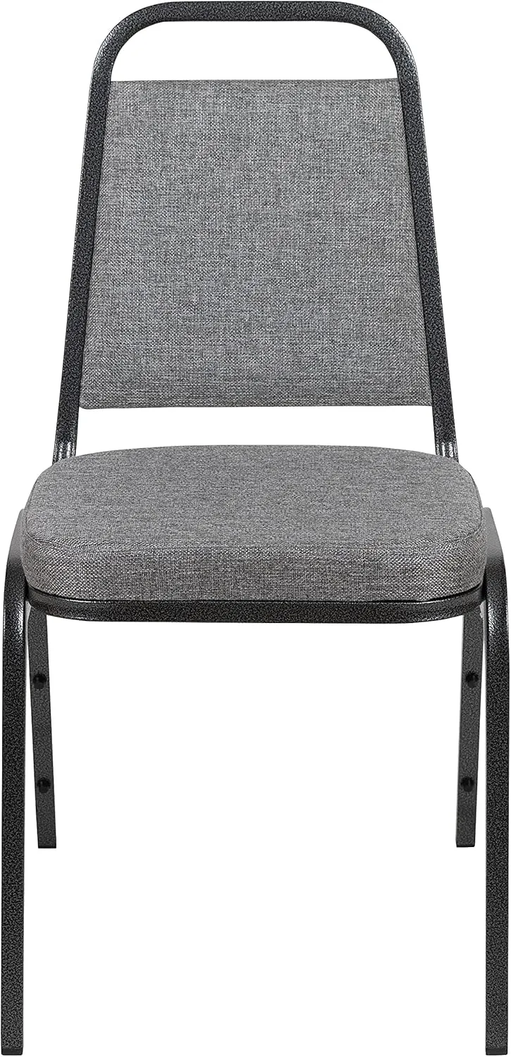 EMMA   OLIVER Trapezoidal Back Banquet Stack Chair, 2.5" Seat - Gray Fabric/Silver Vein Frame
