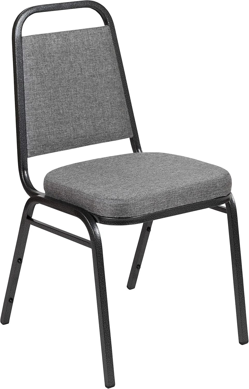EMMA   OLIVER Trapezoidal Back Banquet Stack Chair, 2.5" Seat - Gray Fabric/Silver Vein Frame