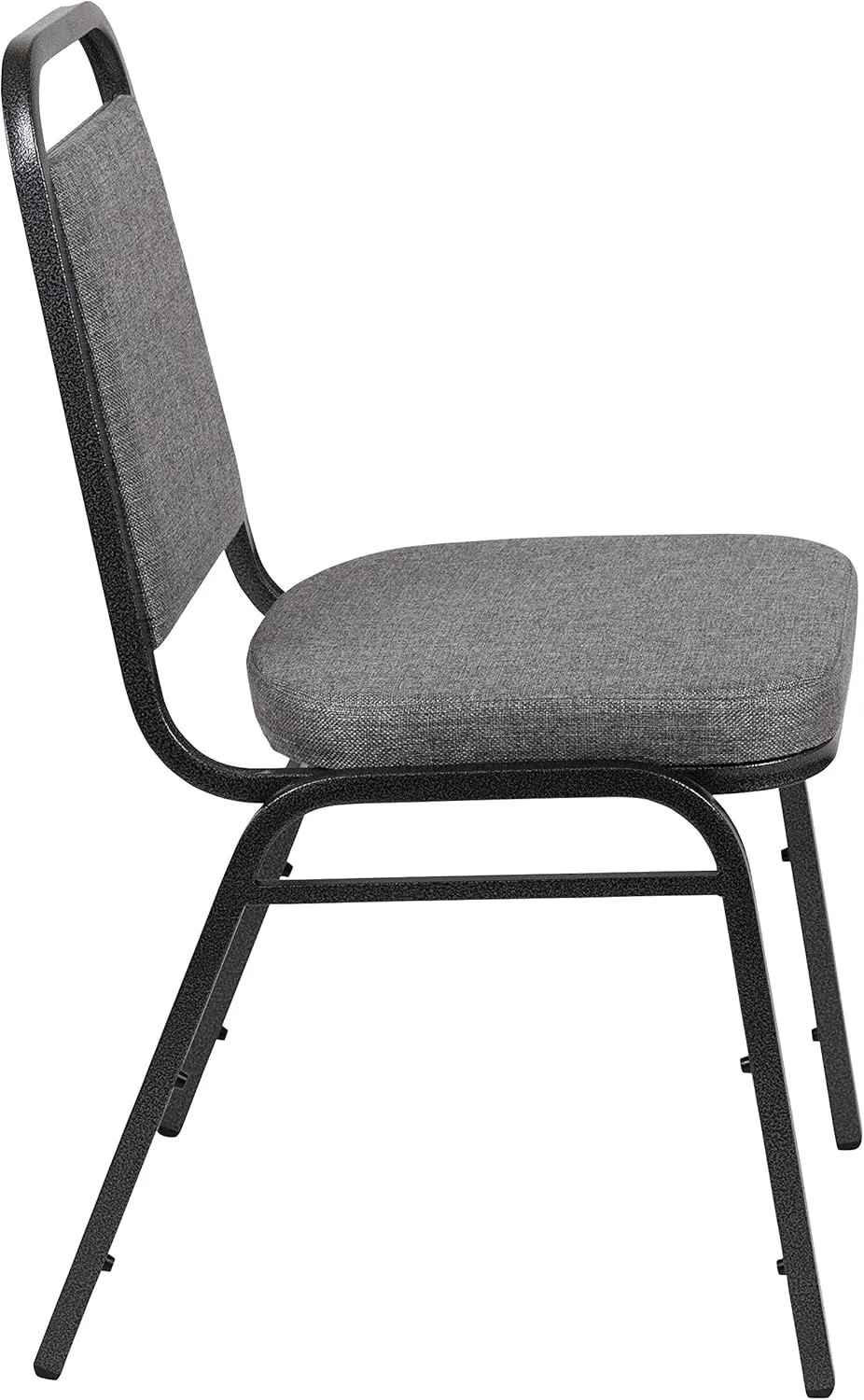 EMMA   OLIVER Trapezoidal Back Banquet Stack Chair, 2.5" Seat - Gray Fabric/Silver Vein Frame