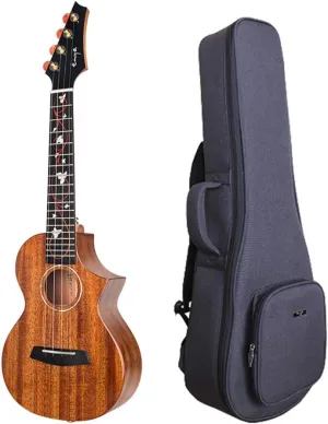 Enya EUC-M6 Cutaway Concert Ukulele 23 Inch All Solid Mahogany with Beautiful Inlay and Gloss Finish