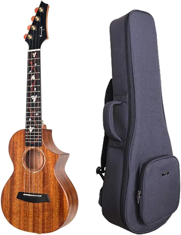 Enya EUC-M6 Cutaway Concert Ukulele 23 Inch All Solid Mahogany with Beautiful Inlay and Gloss Finish