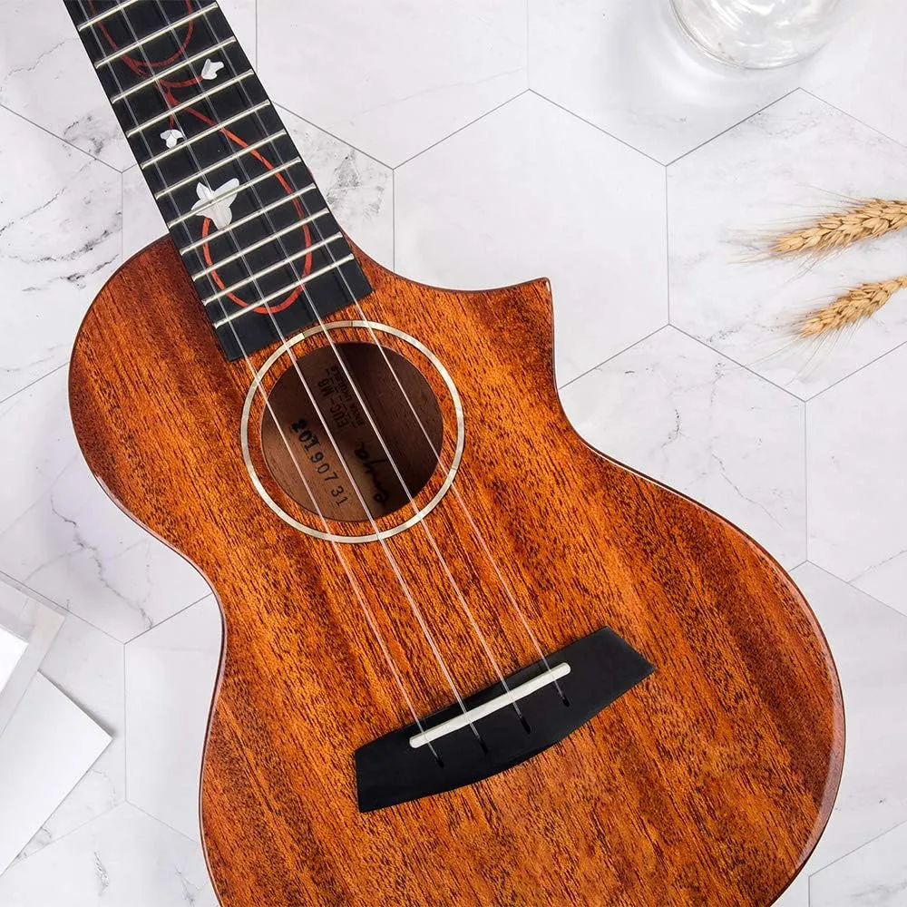 Enya Tenor Ukulele 26 Inch AAA Solid Mahogany Cutaway Gloss Ukelele for beginner Intermediate Advanced(EUT-M6)