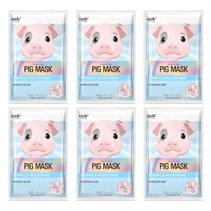 Epielle Character Sheet Masks, Animal Spa Mask, Korean Beauty Mask For All Skin Types| Spa Day Party, Skincare Party Favors, Stocking Stuffer (Pig Pack of 6), Easter Gift