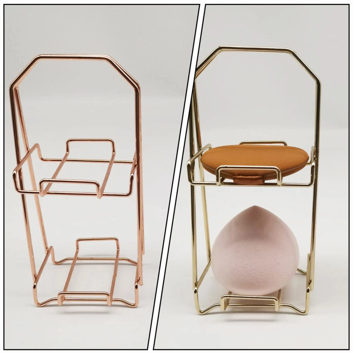 Esponjas Para Maquillaje Cushion Puff Makeup Sponge 2PCS Wire Beauty Egg Powder Puff Stand Powder Sponge Holder Sponge Holder Double- Makeup Powder Puff Dryer Stand