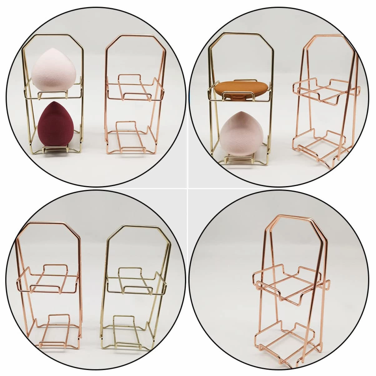 Esponjas Para Maquillaje Cushion Puff Makeup Sponge 2PCS Wire Beauty Egg Powder Puff Stand Powder Sponge Holder Sponge Holder Double- Makeup Powder Puff Dryer Stand