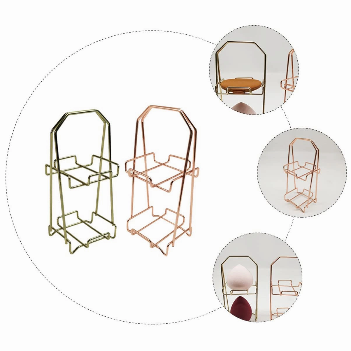 Esponjas Para Maquillaje Cushion Puff Makeup Sponge 2PCS Wire Beauty Egg Powder Puff Stand Powder Sponge Holder Sponge Holder Double- Makeup Powder Puff Dryer Stand