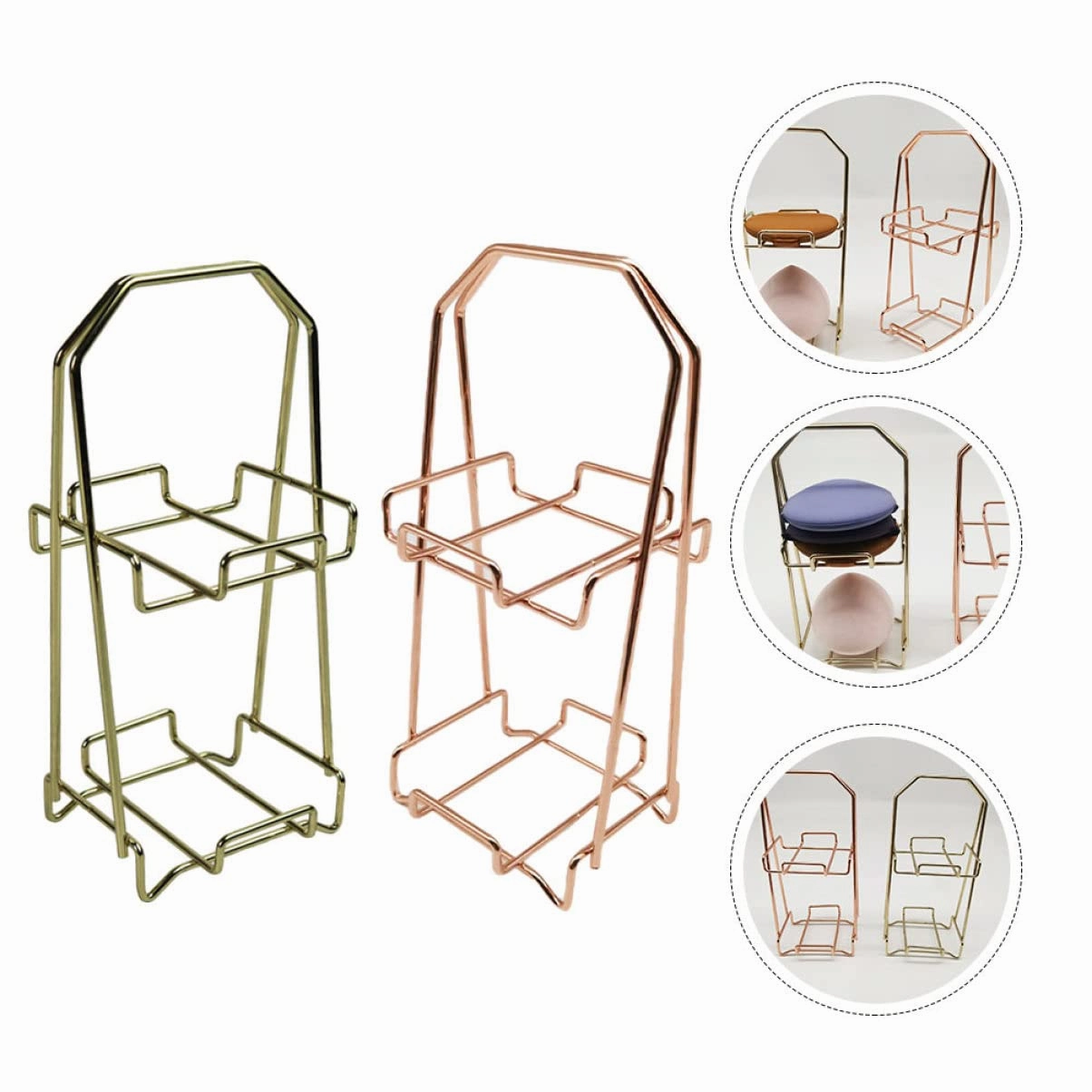 Esponjas Para Maquillaje Cushion Puff Makeup Sponge 2PCS Wire Beauty Egg Powder Puff Stand Powder Sponge Holder Sponge Holder Double- Makeup Powder Puff Dryer Stand