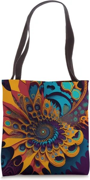 Ethereal Symphony: Kaleidoscope of Color Abstract Fractal Tote Bag