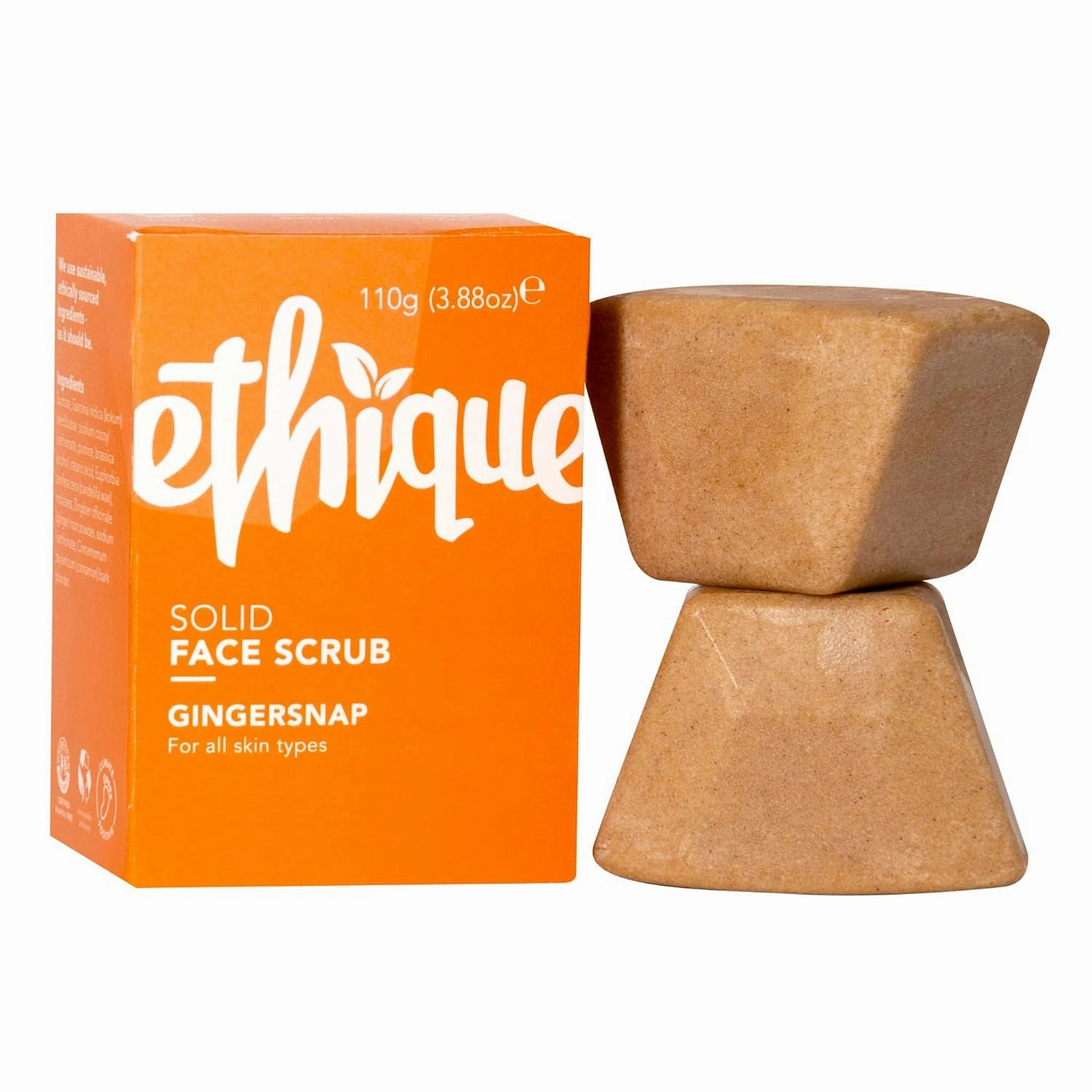 Ethique Gingersnap - Gentle Natural Solid Face Scrub - Exfoliating Face Cleanser for All Skin Types -Vegan, Eco-Friendly- Zero-Waste, Plastic-Free, Cruelty-Free, 3.53 oz (Pack of 1: 4 bars)