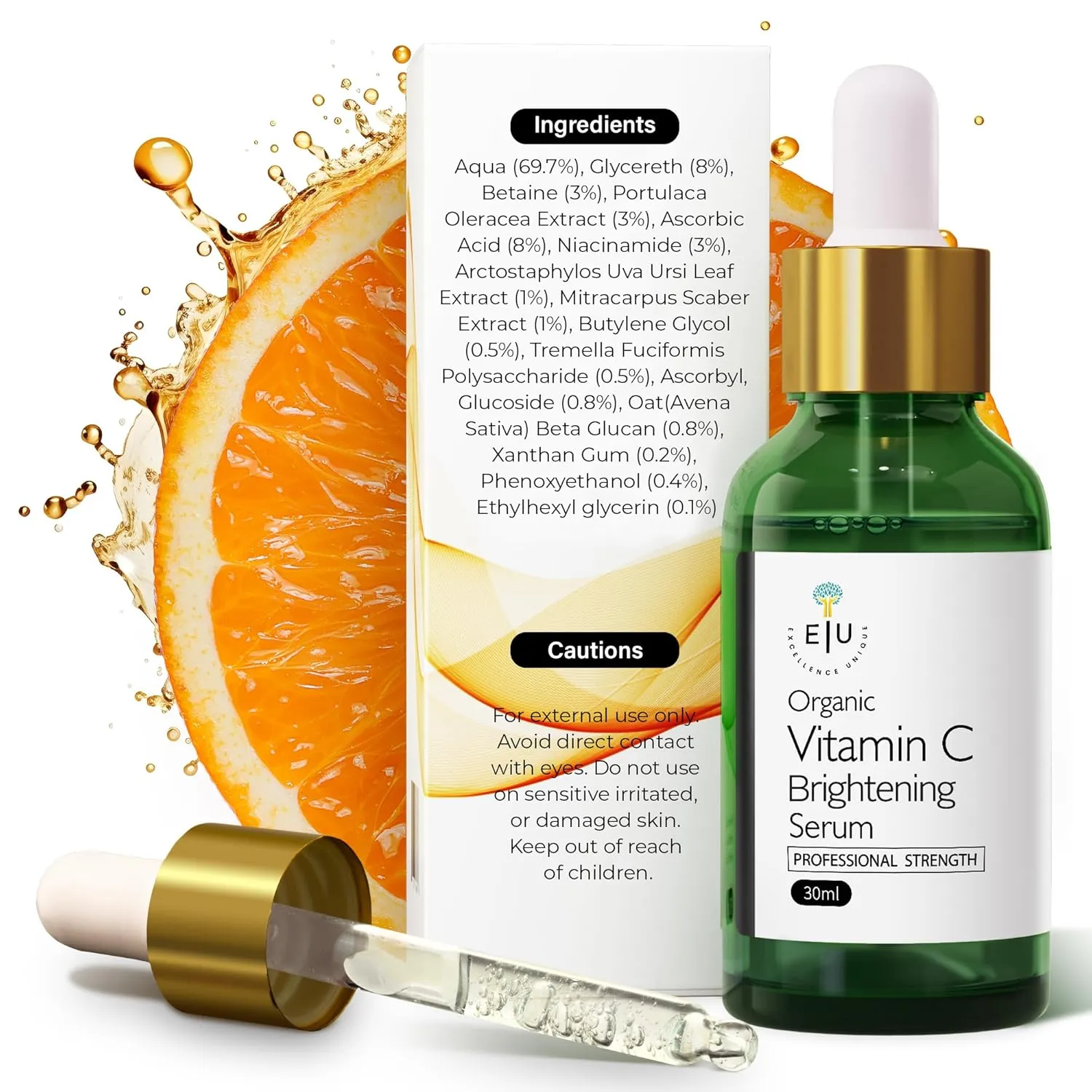 EU Pure Vitamin C Serum for Face - Vitamin C Serum - Anti-Aging Serum - Brighten, Firm, and Hydrate Your Skin with Our Vitamin C Face Serum - Professional Strength, Organic, and Daily Moisturizer