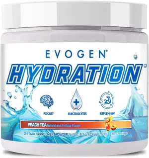 Evogen Hydration - Electrolytes Powder | Sugar-Free Electrolyte Powder Supplement for Hydration, Energy, and Recovery | Coconut Water, B Vitamins, Potassium | Peach Tea| 30 Servings
