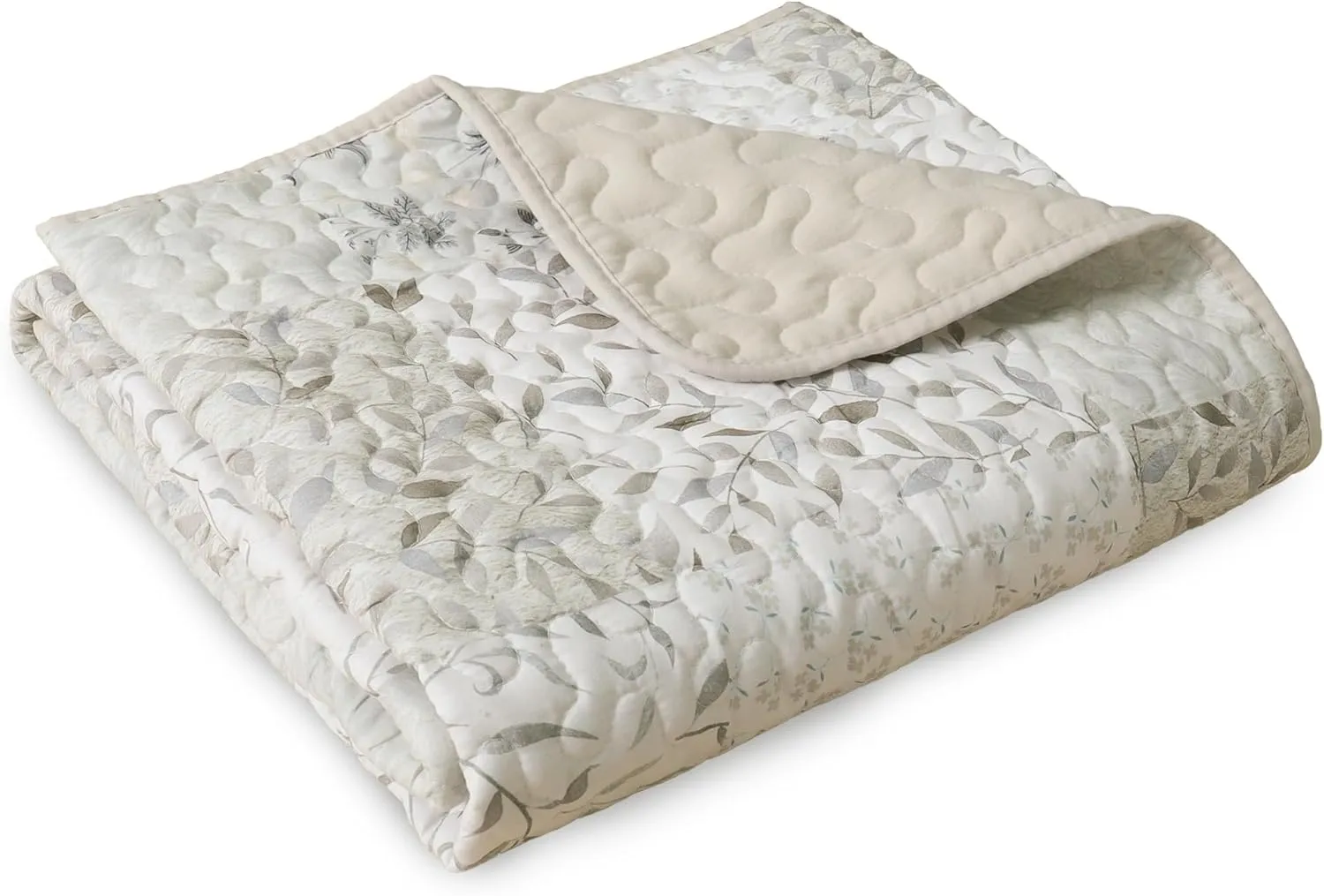 Exclusivo Mezcla Microfiber Boho Patchwork Pattern Quilted Throw Blanket for Bed/Couch/Sofa, Reversible Summer Versatile Lap Quilt Throws Soft and Lightweight (50"x 60", Grey)