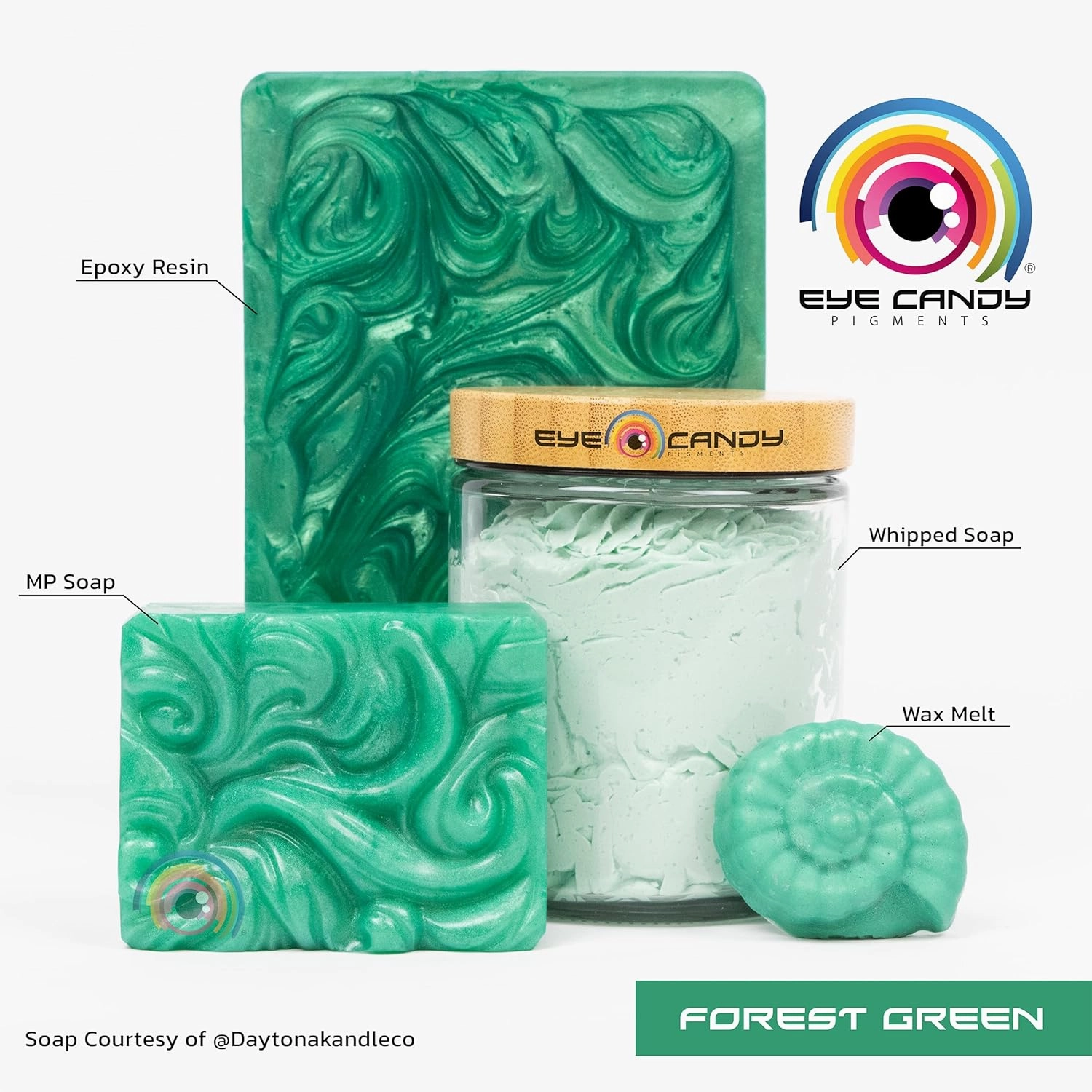 Eye Candy Pigments Premium Green Mica Powder - Forest Green (50gr) - for Epoxy, Resin, Soap, Paint, Woodworking, Acrylic Pouring, Bath Bombs, Fishing Lures - DIY Arts and Crafts Additive