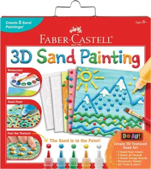 Faber-Castell 3D Sand Painting Kit for Kids: Create 5 Sand Art Pictures, DIY Arts and Crafts for Kids Ages 6-8 , Art Projects and Gifts for Girls and Boys, Red, Yellow, Green, Blue and White