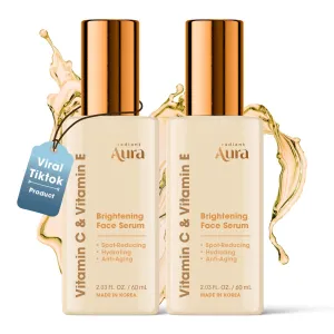 Face Serum with Vitamin C & E – Dermatologist Tested Korean Formula for Dark Spots, Wrinkles & Fine Lines – Brightening & Hydrating Anti-Aging – Smooth, Radiant Skin – 2-Pack, 1.67 Fl. Oz