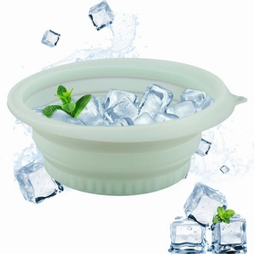 Face Ice Bath Bowl with Built-In Ice Tray, Portable Collapsible Silicone Facial Plunge Bowl, Ice Facial Washbasin for Acne Relief, Skin Tightening & Cold Therapy at Home or Travel