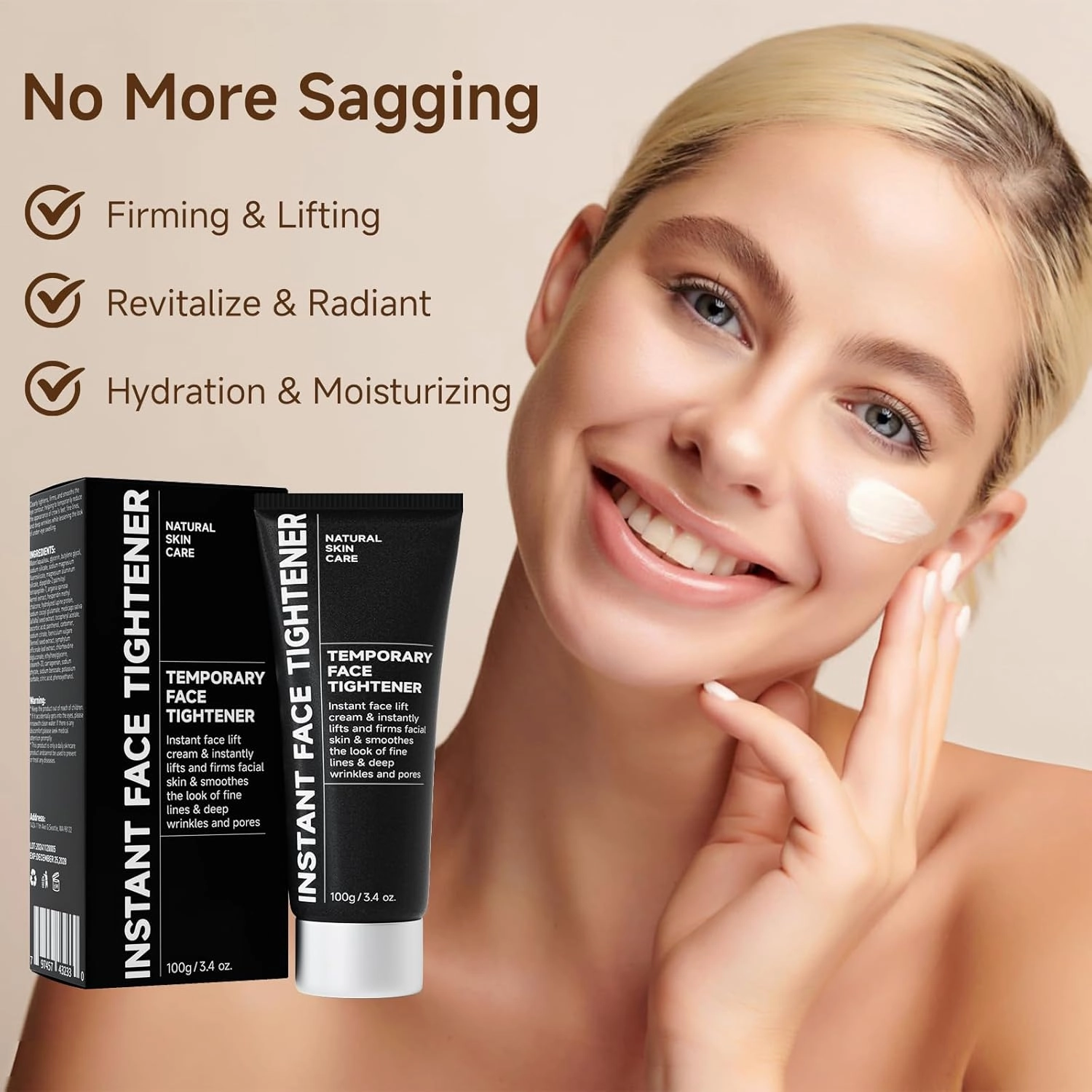 Face Tightener, Instant Face Lift Cream, Temporary Instant Wrinkle Filler for Skin Tightening and Lifting Cream Daily Moisturizer for Women Men, 100ml