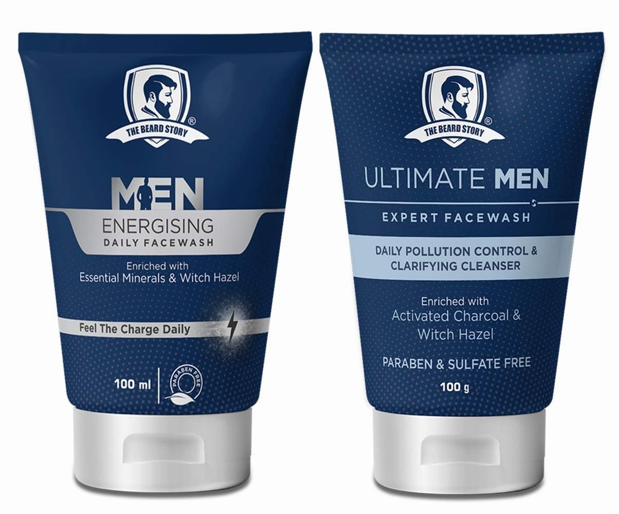 Face Wash Combo with Energizing Daily & Ultimate Men Expert Face Wash with Activated Charcoal Paraben-Free, Pollution Cleansing for Men