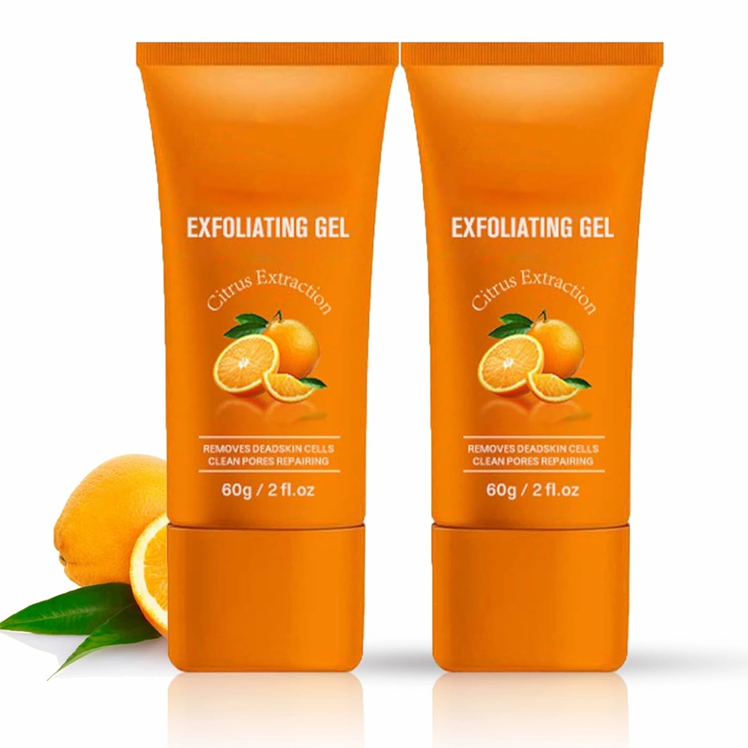 Facial Exfoliating Gel, Orange Purifying Scrub for Face Body Skin, Deep Cleansing Moisturizing Facial Exfoliator for Women (2pcs)