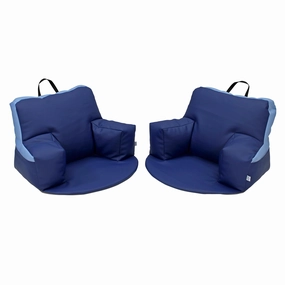 Factory Direct Partners 12367-NVPB SoftScape Relax-N-Read Bean Bag Chair with Supportive Back Rest, Storage Pockets and 1/2" Thick Foam Floor Pad, Portable Seating (2-Pack) - Navy/Powder Blue, Large