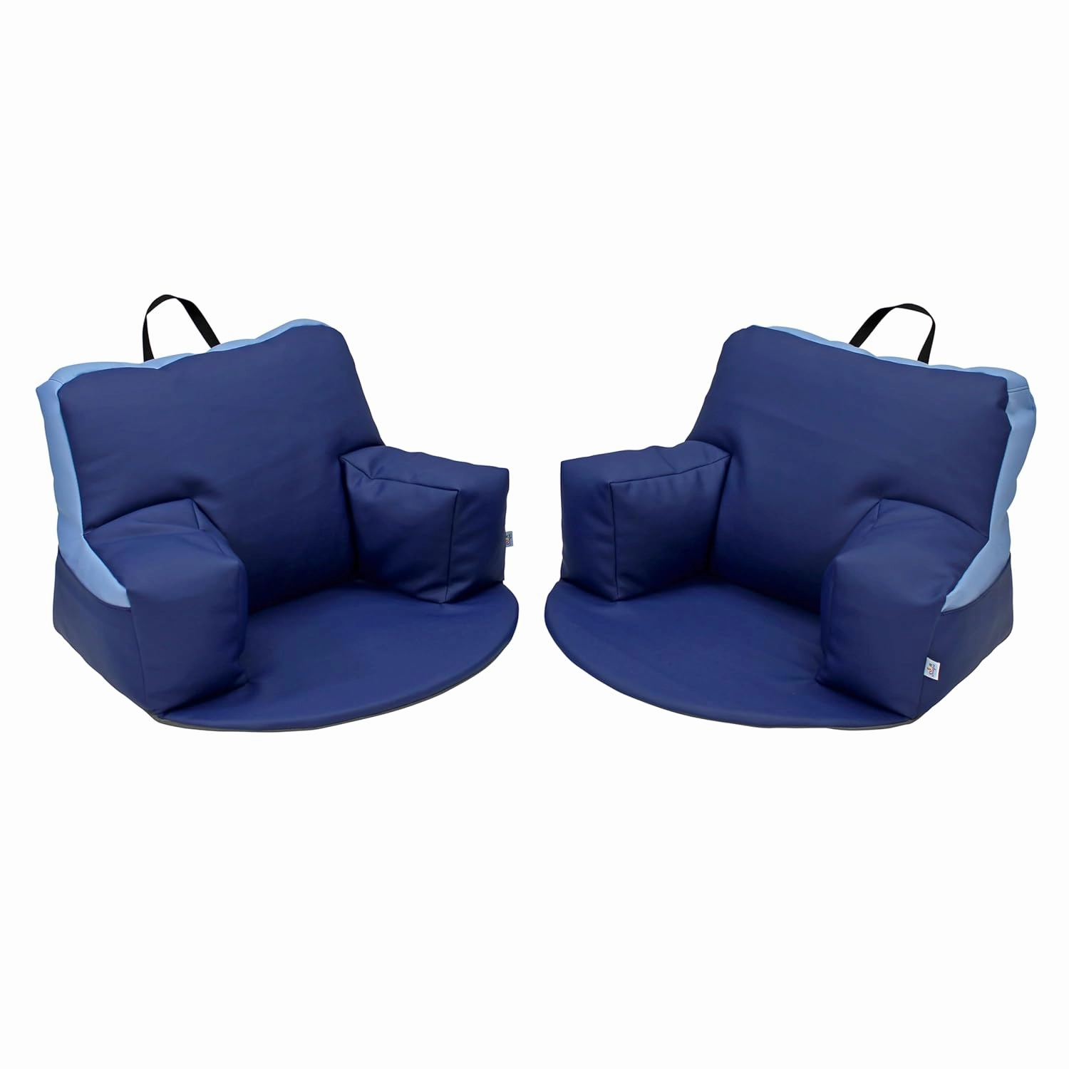 Factory Direct Partners 12367-NVPB SoftScape Relax-N-Read Bean Bag Chair with Supportive Back Rest, Storage Pockets and 1/2" Thick Foam Floor Pad, Portable Seating (2-Pack) - Navy/Powder Blue, Large