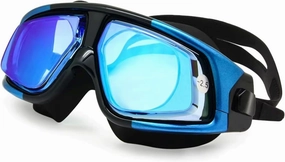 Farsighted  2.0 to  6.0 Optical Swim Goggles, Anti-Fog, UV Protected Big mask swimming goggles (Blue)