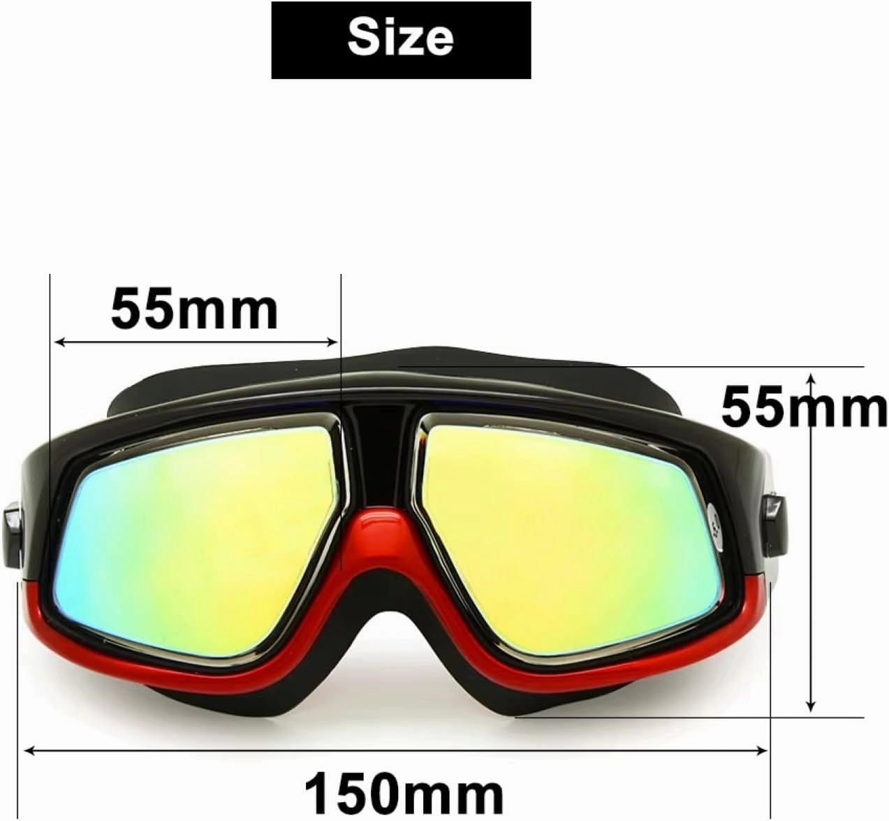 Farsighted  2.0 to  6.0 Optical Swim Goggles, Anti-Fog, UV Protected Big mask swimming goggles