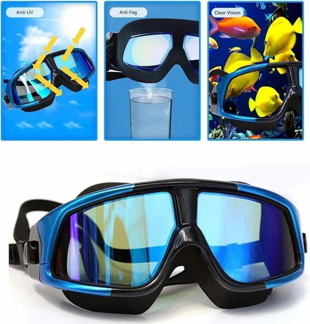 Farsighted  2.0 to  6.0 Optical Swim Goggles, Anti-Fog, UV Protected Big mask swimming goggles