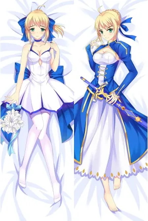 Fate Grand Order Altria Pendragon Double Sided hugs 3D Printed Pattern Cushion Cover, Princess Anime Pillowcase Dakimakura, 150x50cm Peach Skin/2WAY(2Way,180x60cm(71x24in))