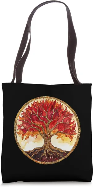 Fiery Tree of Life, Vibrant Flame, Roots Tote Bag